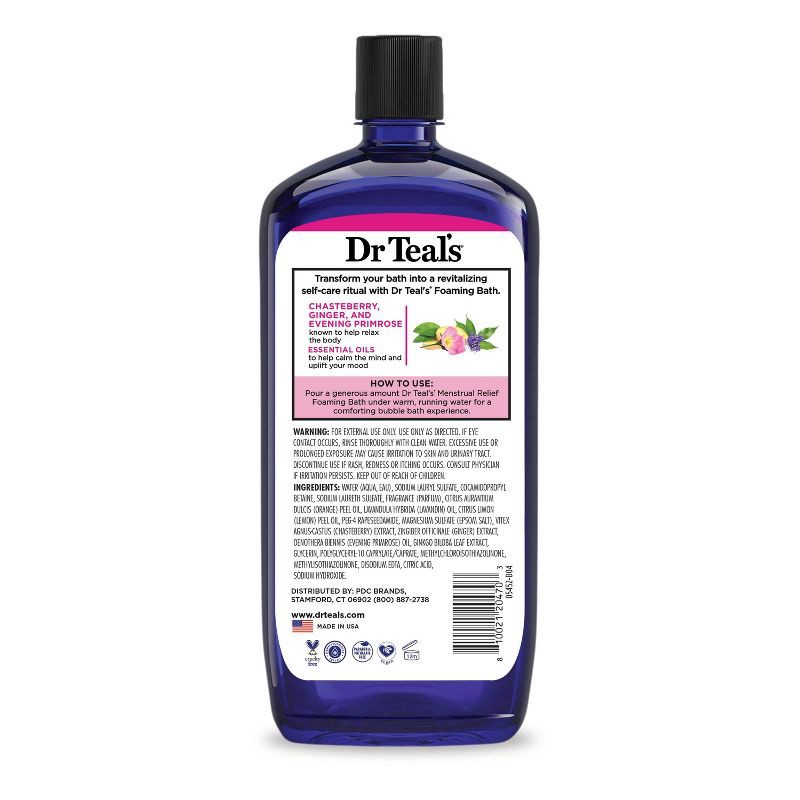 slide 2 of 6, Dr Teal's Menstrual Relief Lavender Foaming Bubble Bath - 34 fl oz, 34 fl oz