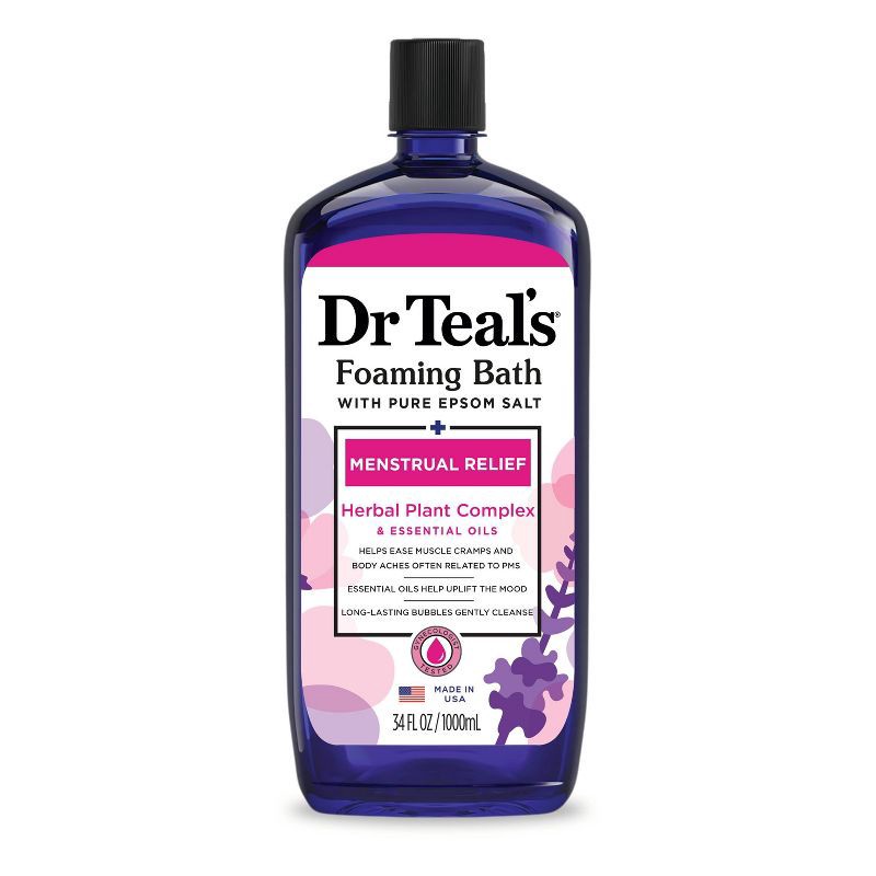 slide 1 of 6, Dr Teal's Menstrual Relief Lavender Foaming Bubble Bath - 34 fl oz, 34 fl oz