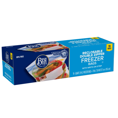 slide 1 of 1, Best Yet Reclosable Freezer Bags Quart, 19 ct