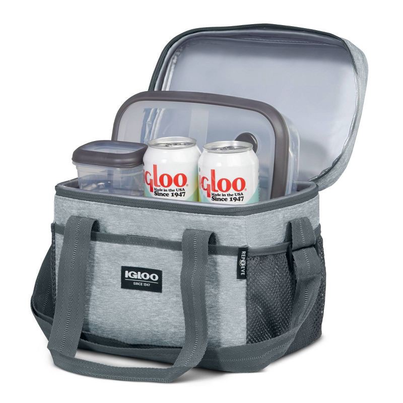 slide 3 of 8, Igloo Lunch+ Cube 12 Lunch Tote with Pack Ins - Gray: Insulated Bag for Adults, Includes 3 Containers, 1 ct