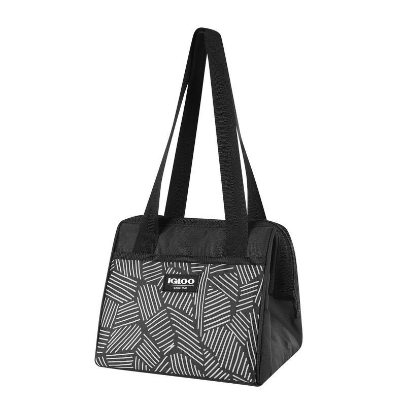 slide 5 of 15, Igloo Print Essentials Leftover Lunch Bag with Pack Ins - Black, 1 ct