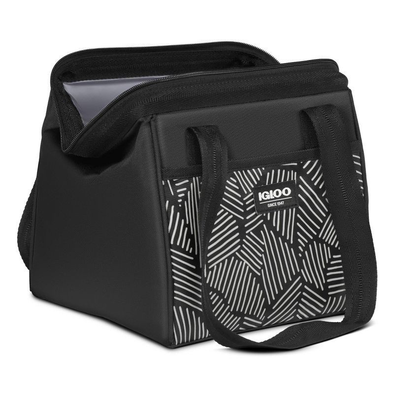 slide 8 of 15, Igloo Print Essentials Leftover Lunch Bag with Pack Ins - Black, 1 ct
