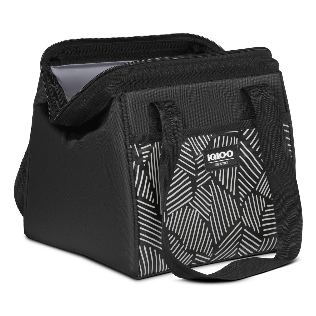 slide 11 of 15, Igloo Print Essentials Leftover Lunch Tote with Pack Ins - Black, 1 ct