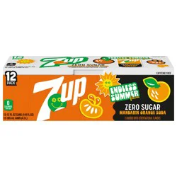 7UP Mandarin Orange Zero Sugar Endless Summer Limited Edition Soda Cans, 12 pk / 12 fl oz