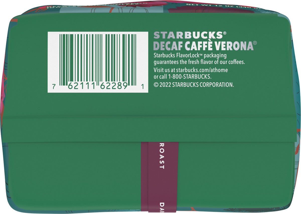 slide 4 of 9, Starbucks Ground Coffee—Dark Roast Coffee—Decaf Caffè Verona—100% Arabica—1 bag (12 oz), 12 oz