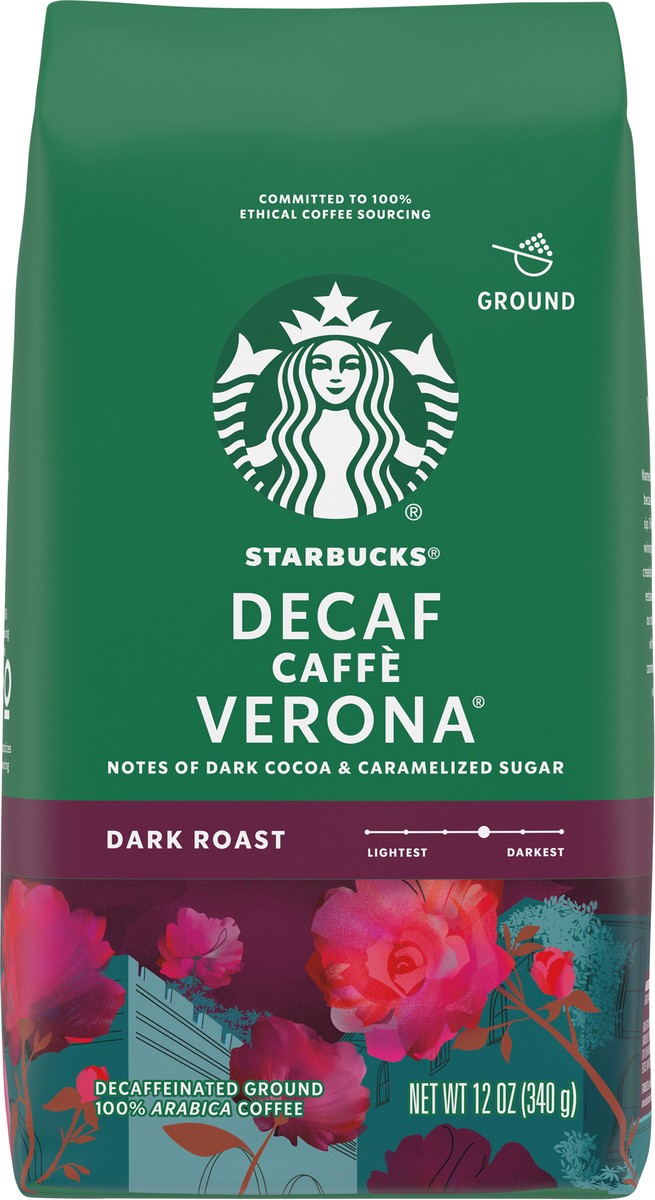 slide 6 of 9, Starbucks Ground Coffee—Dark Roast Coffee—Decaf Caffè Verona—100% Arabica—1 bag (12 oz), 12 oz