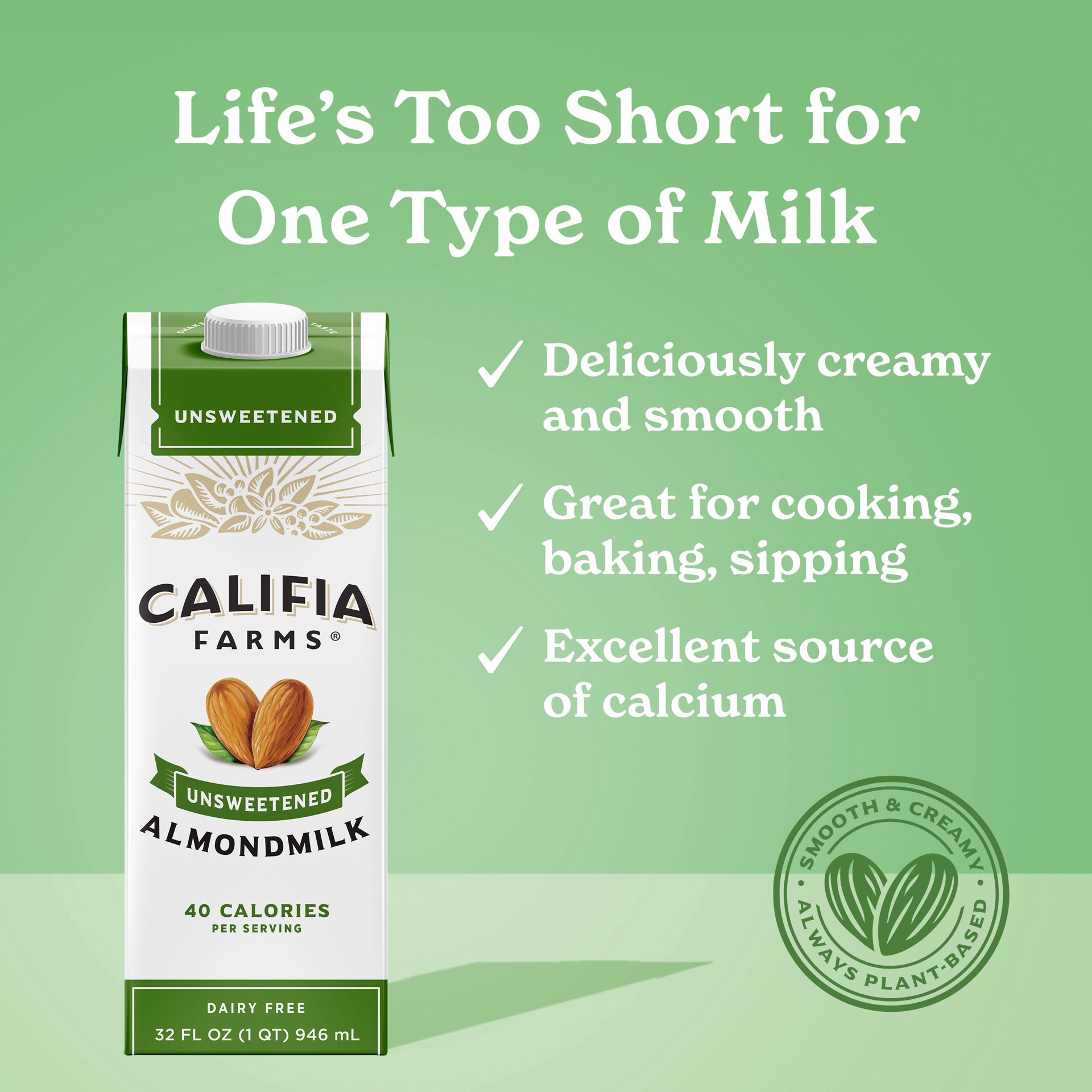 slide 2 of 5, Califia Farms Unsweetened Almond Milk, 32 fl oz