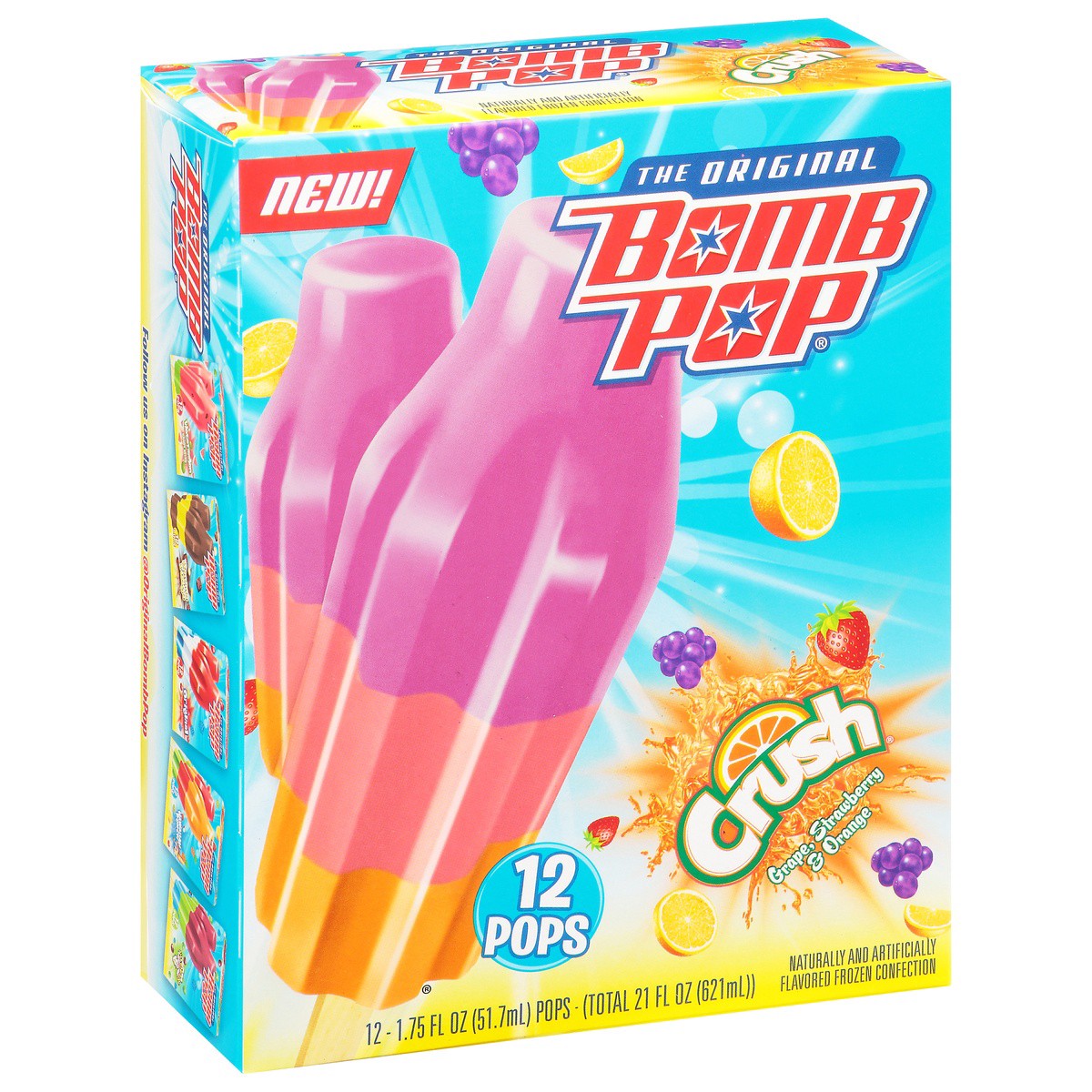 slide 1 of 5, Bomb Pop Crush Crush Ice Pop 12Ct, 21 fl oz