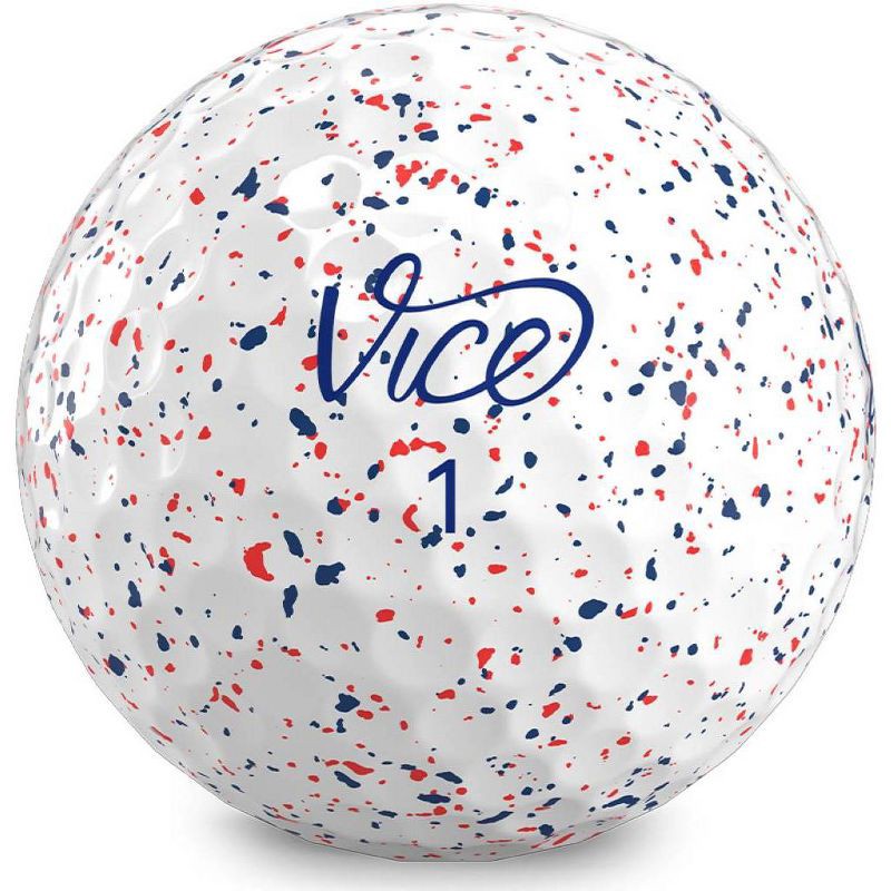 slide 2 of 4, Vice Golf Vice Pro Drip Golf Balls 12pk - Red/Blue/White: Urethane Cover, Rubber Core, 12 ct