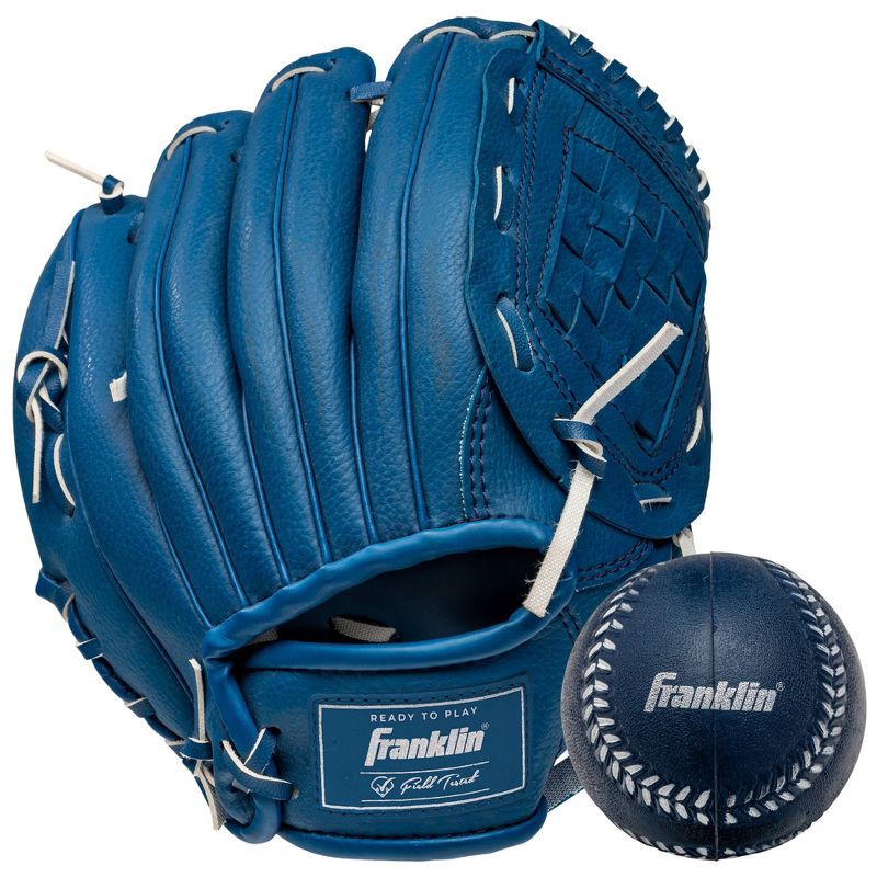 slide 1 of 5, Franklin Sports 9'' Teeball Glove with Ball - Navy, 1 ct