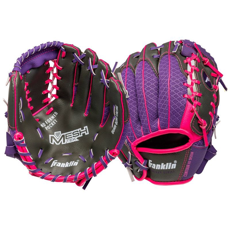 slide 2 of 5, Franklin Sports 9.5'' Meshtek Glove with Ball - Purple/Pink, 1 ct