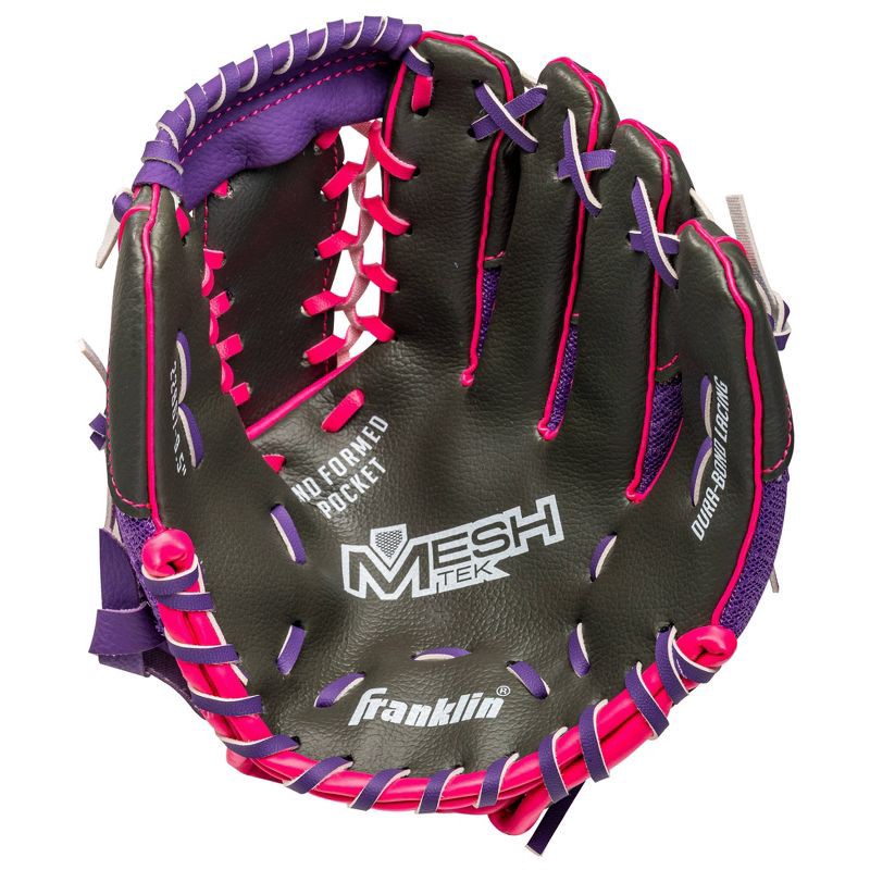 slide 4 of 5, Franklin Sports 9.5'' Meshtek Glove with Ball - Purple/Pink, 1 ct