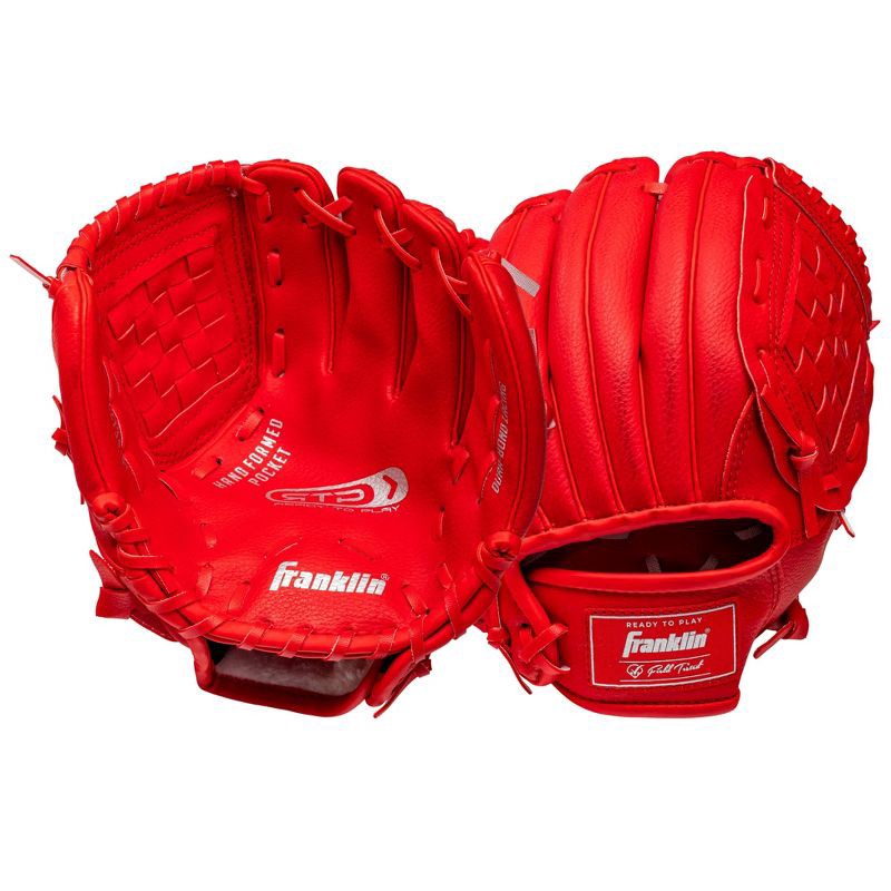 slide 2 of 5, Franklin Sports 9'' Teeball Glove with Ball - Red, 1 ct