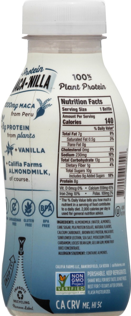 slide 3 of 10, Califia Farms Protein Maca-Nilla Almondmilk 10.5 oz, 10.5 oz