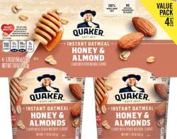 Quaker Oatmeal, Instant, Honey & Almond, Value Pack - 4 ct
