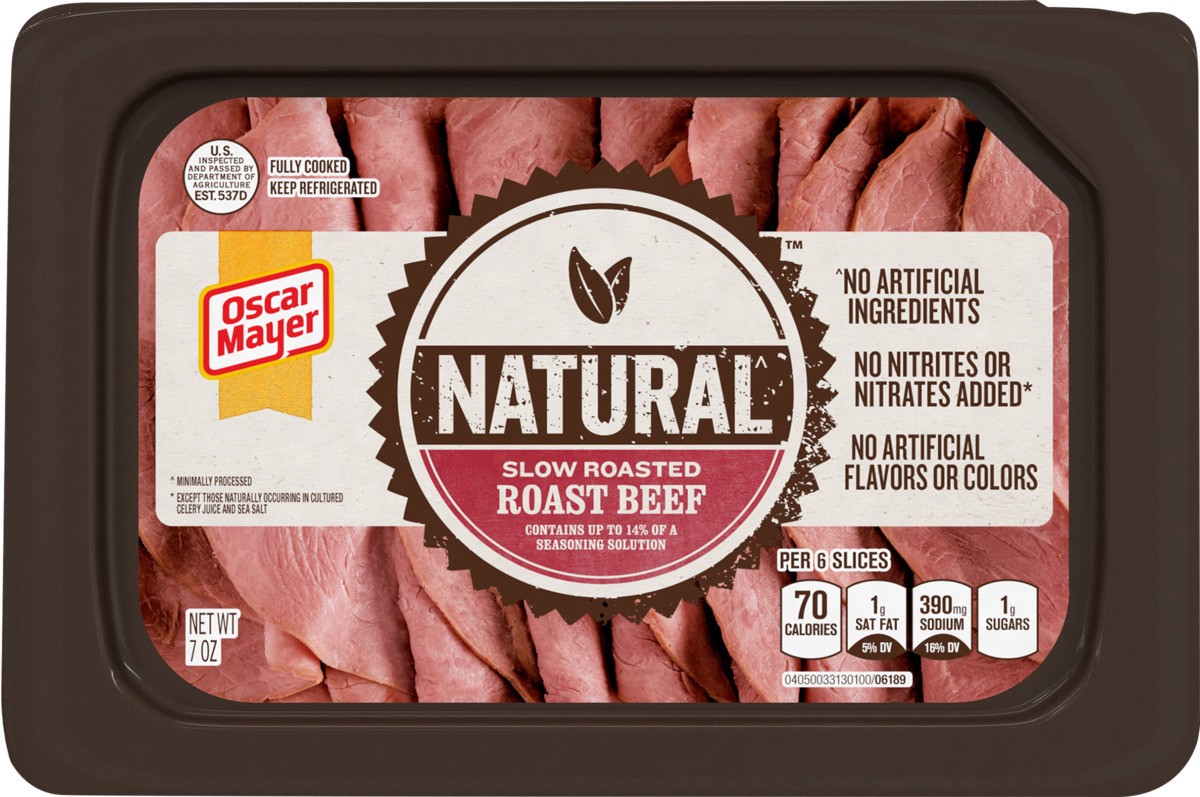 slide 3 of 8, Oscar Mayer Natural Slow Roasted Roast Beef Deli Lunch Meat, 7 oz Package, 7 oz