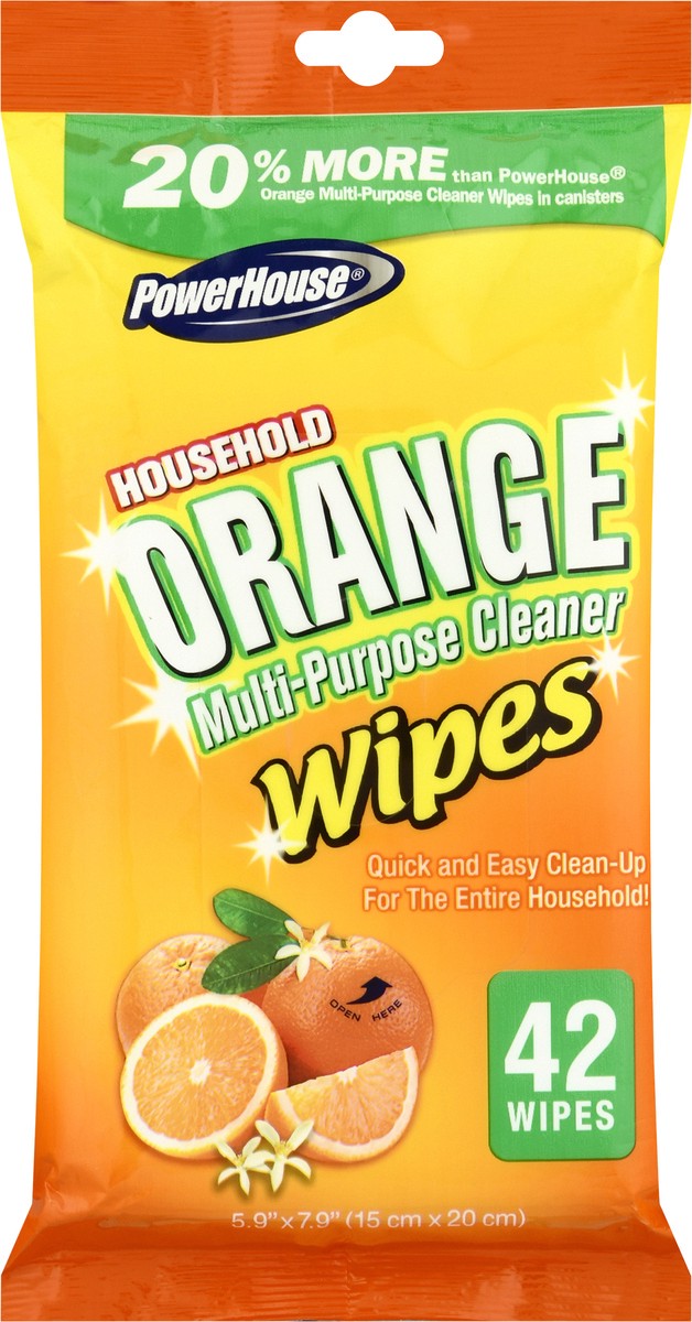 slide 7 of 9, PowerHouse Multi-Purpose Cleaner Orange Wipes 42 Wipes 42 ea, 42 ct