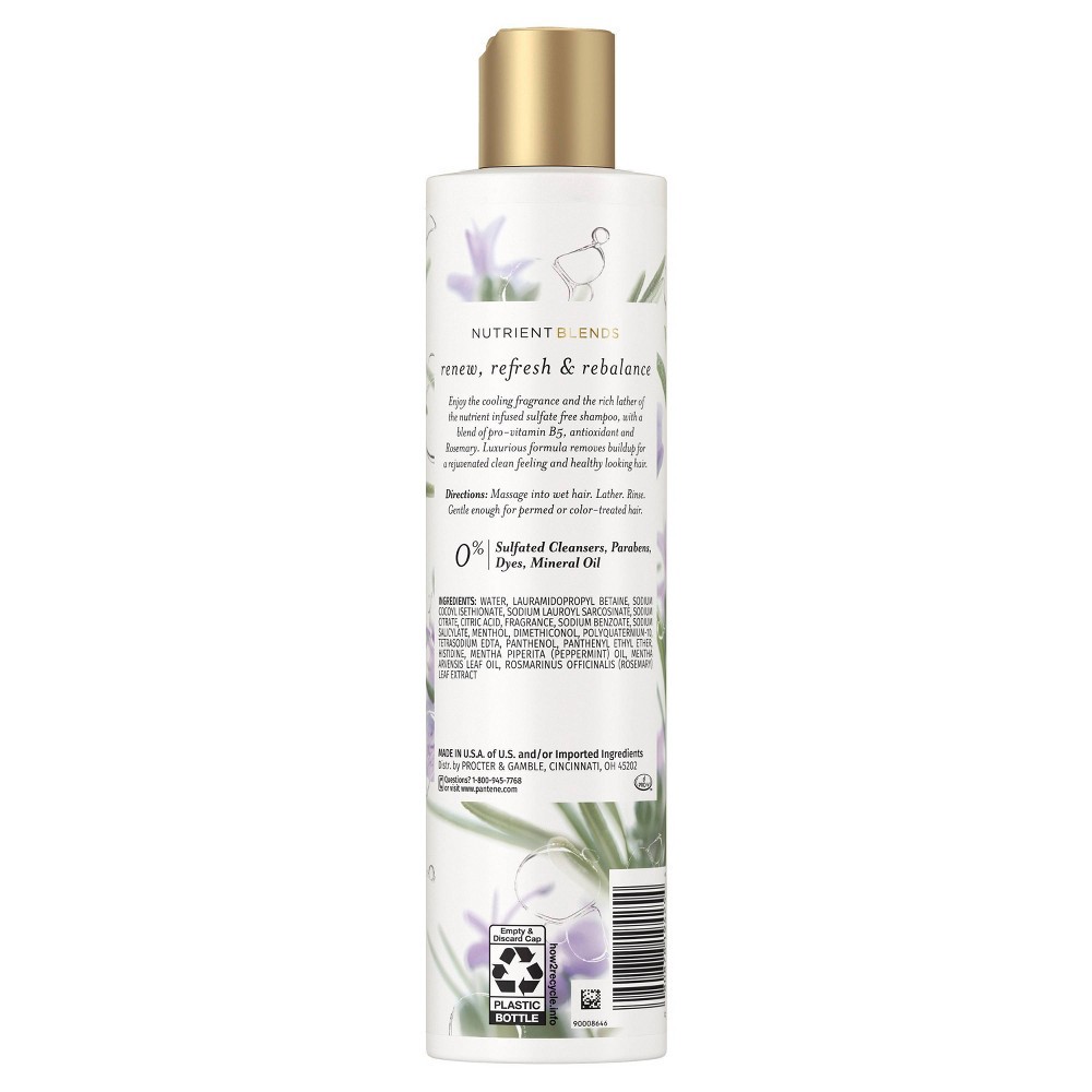 slide 6 of 7, Pantene Sulfate Free Rosemary Shampoo to Renew Refresh and Rebalance, Nutrient Blends - 9.6 fl oz, 9.6 fl oz