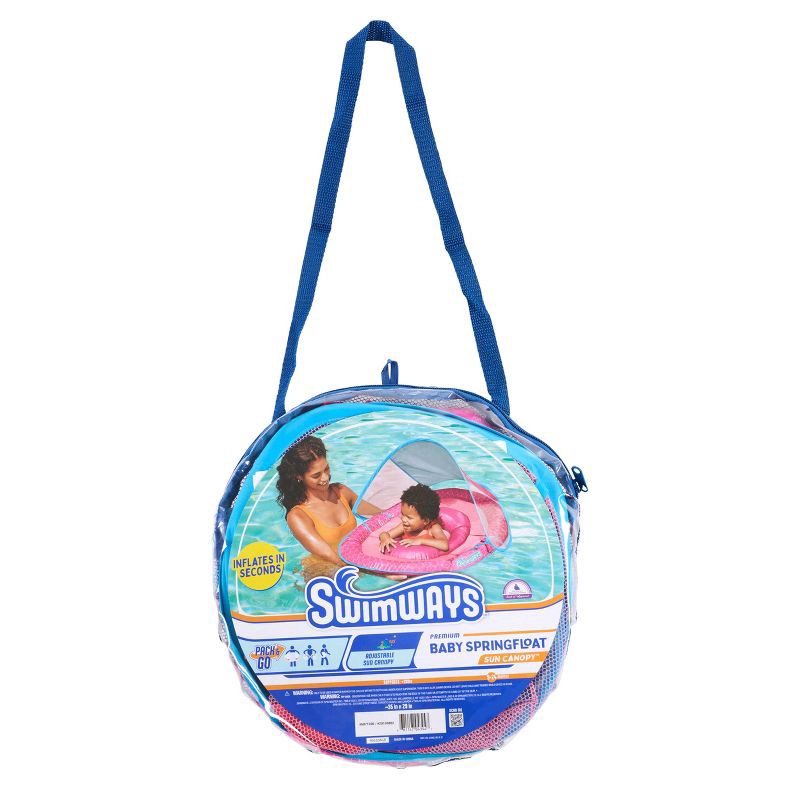 slide 3 of 6, Swimways Sun Canopy Spring Float with Hyper-Flate Valve: Baby Pool Lounger, 1 ct