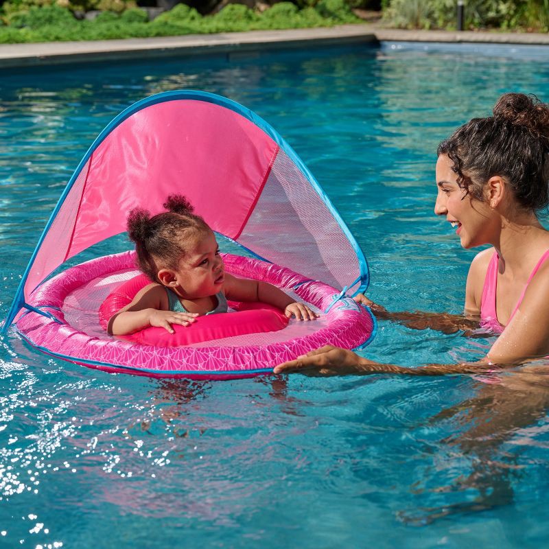 slide 5 of 6, Swimways Sun Canopy Spring Float with Hyper-Flate Valve: Baby Pool Lounger, 1 ct
