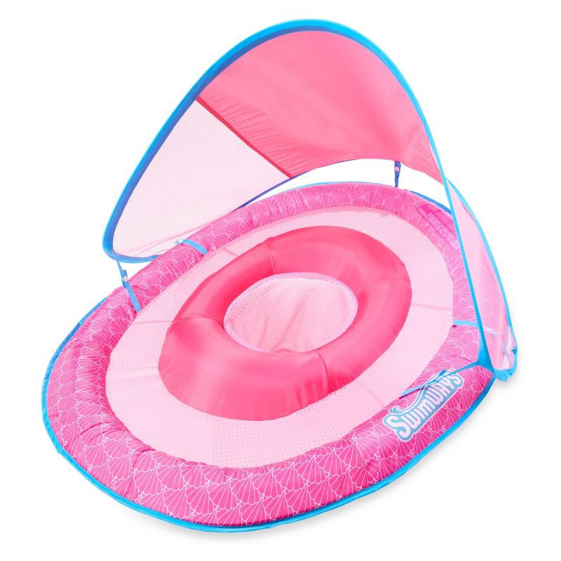 slide 1 of 6, Swimways Sun Canopy Spring Float with Hyper-Flate Valve: Baby Pool Lounger, 1 ct