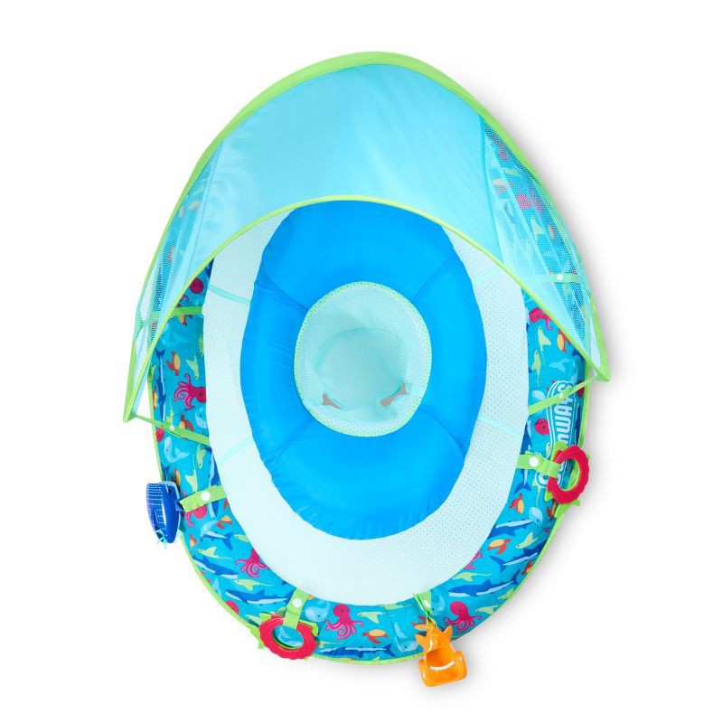 slide 2 of 9, Swimways Sun Canopy Spring Float with Hyper-Flate Valve - Splash N Play: Infant Pool Lounger, 1 ct