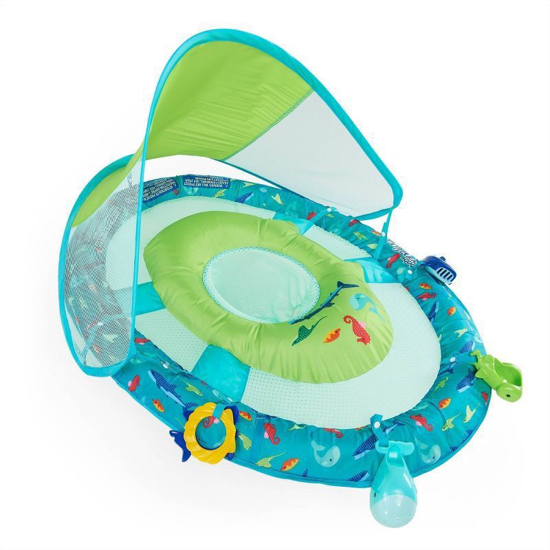 slide 5 of 9, Swimways Sun Canopy Spring Float with Hyper-Flate Valve - Splash N Play: Infant Pool Lounger, 1 ct