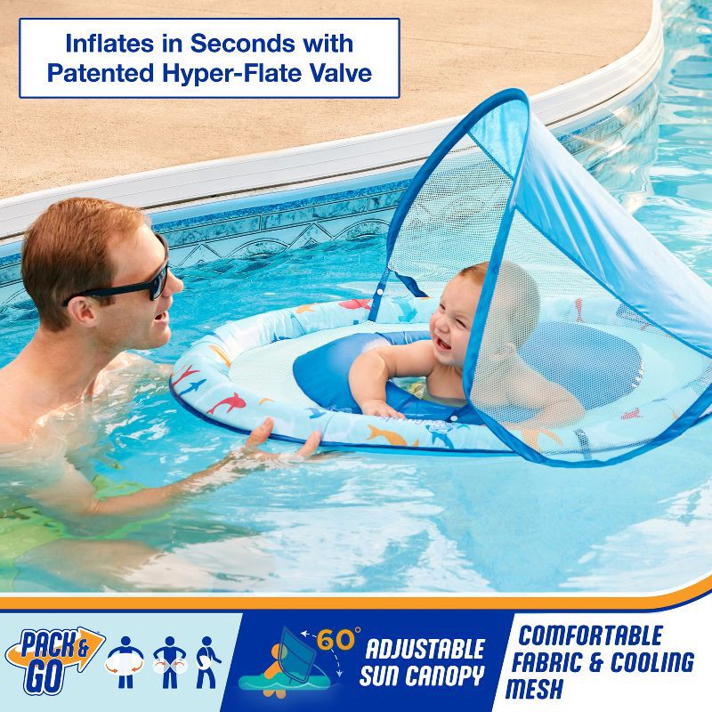 slide 2 of 7, Swimways Sun Canopy Spring Float with Hyper-Flate Valve - Shark, 1 ct