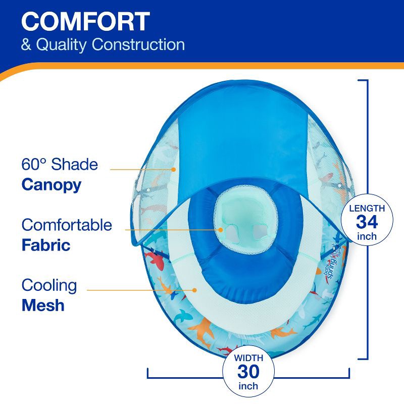 slide 3 of 7, Swimways Sun Canopy Spring Float with Hyper-Flate Valve - Shark, 1 ct