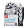 slide 5 of 5, Globe Designer Cord 3 Outlet Metallic Grey, 12 ft