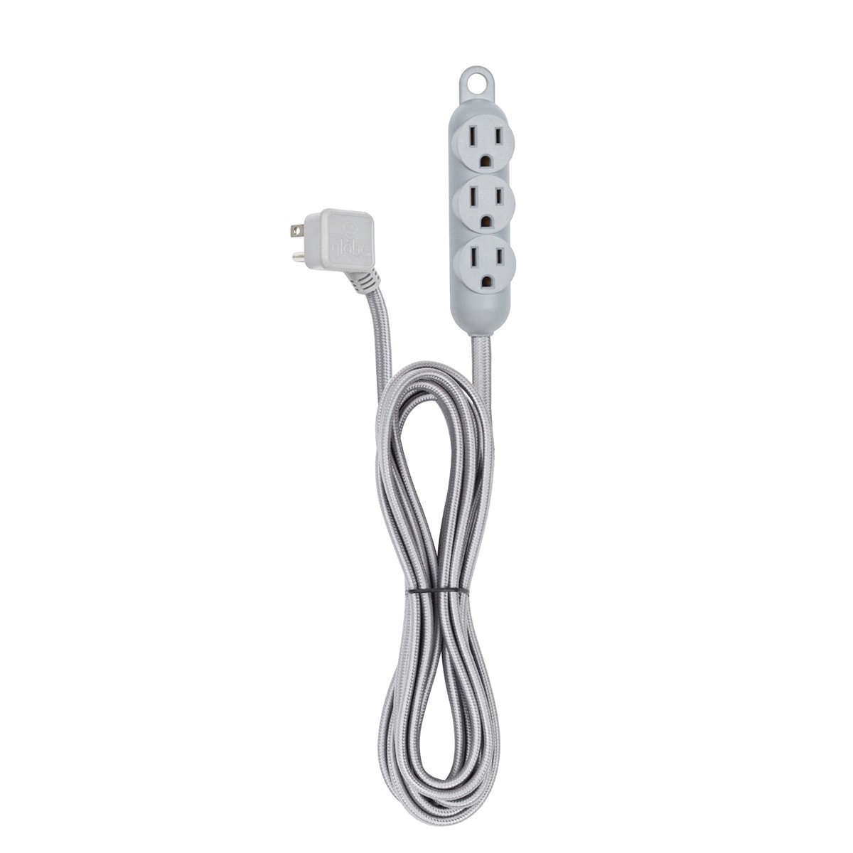 slide 1 of 5, Globe Designer Cord 3 Outlet Metallic Grey, 12 ft