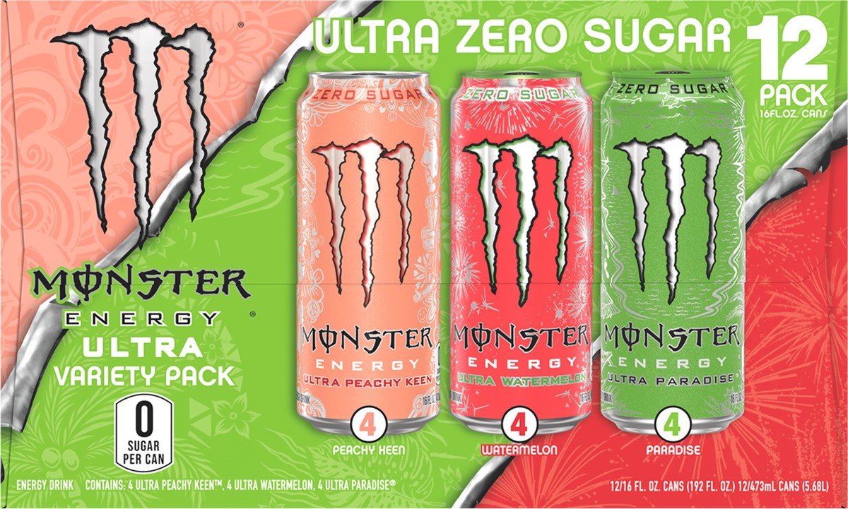 slide 2 of 2, Monster Energy Ultra Zero Sugar Energy Drink Variety Pack - 12 ct, 12 ct