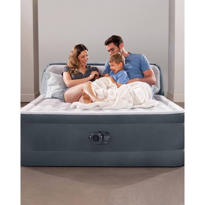 slide 4 of 11, Intex 18" Pillow Top Air Mattress with Electric Pump and Headboard - Queen Size, 1 ct