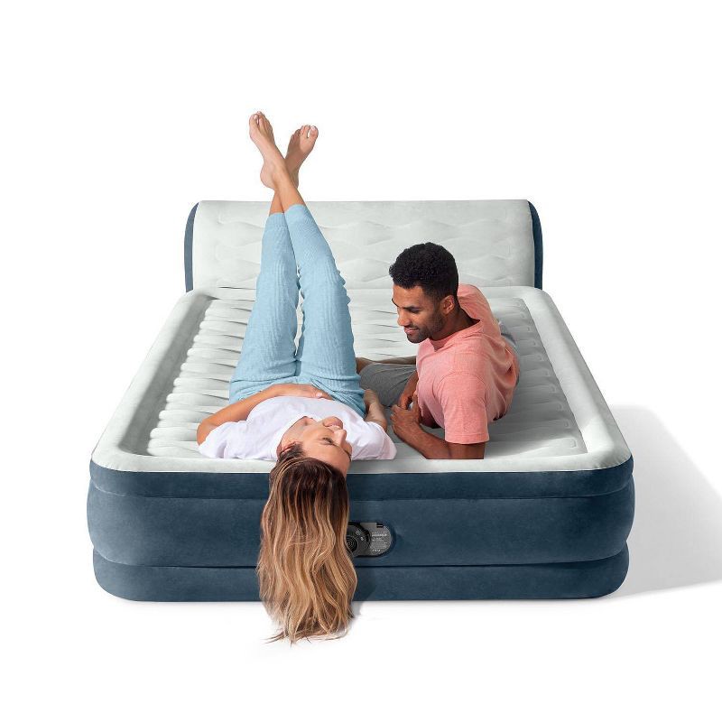 slide 6 of 11, Intex 18" Pillow Top Air Mattress with Electric Pump and Headboard - Queen Size, 1 ct