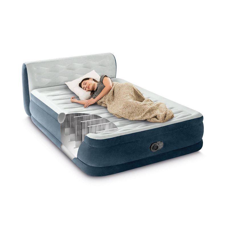 slide 10 of 11, Intex 18" Pillow Top Air Mattress with Electric Pump and Headboard - Queen Size, 1 ct