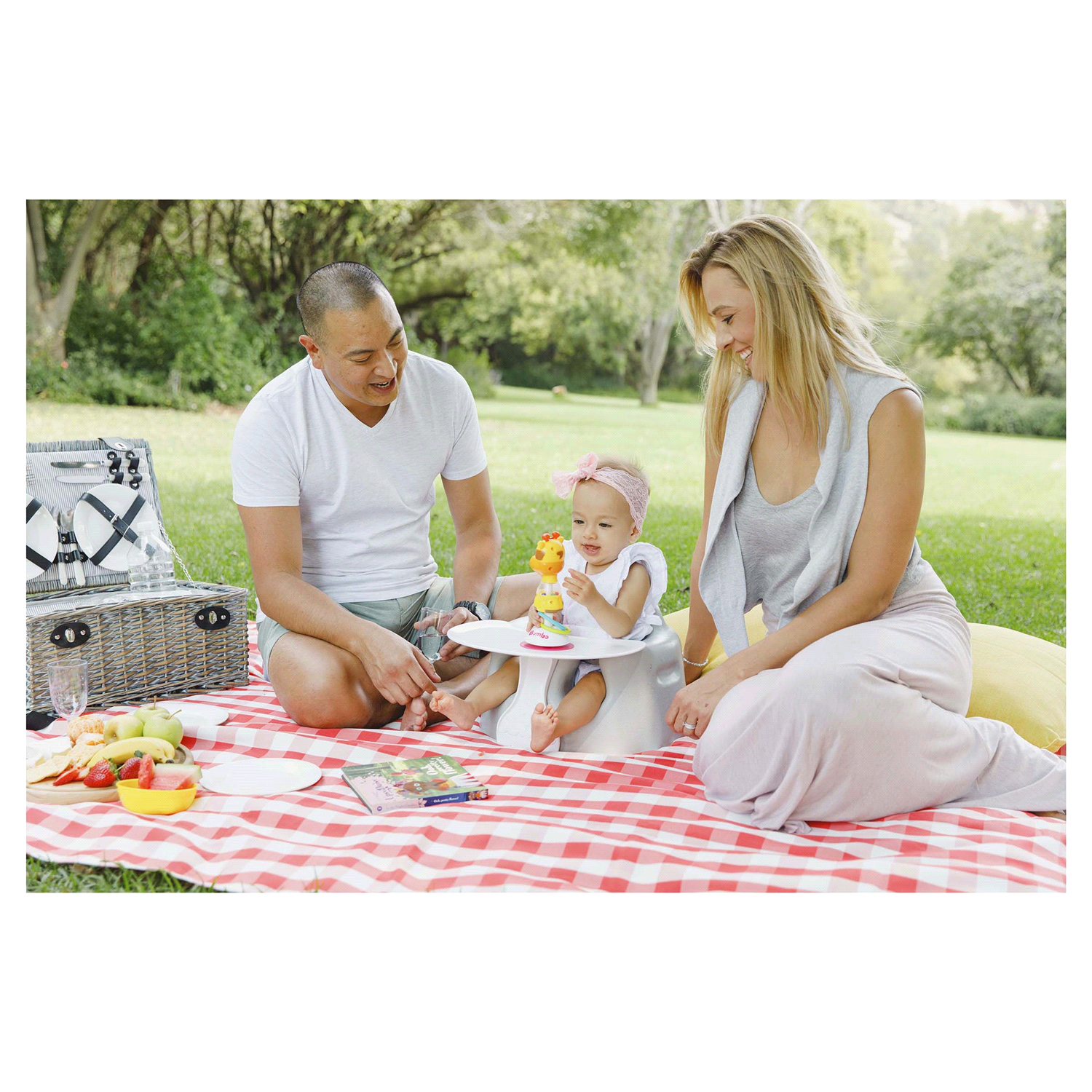 slide 3 of 3, Bumbo Baby Infant Soft Foam Comfortable Floor Booster Seat Supportive Chair with 3 Point Adjustable Safety Buckle Strap Harness - Cool Gray, 1 ct