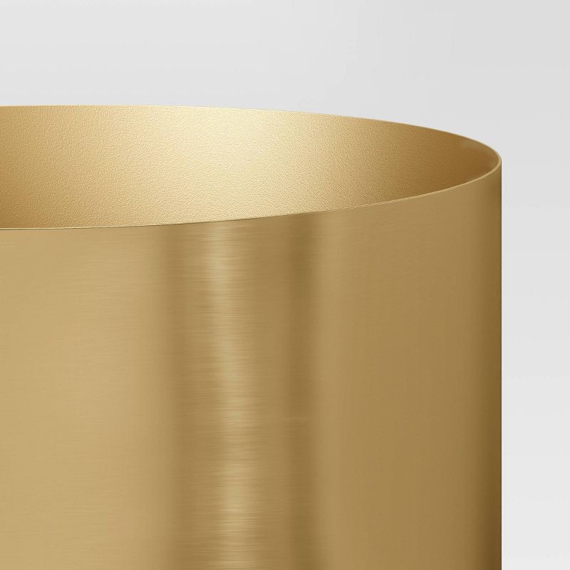 slide 3 of 3, Medium Brass Planter - Threshold™: 9.5" Lacquered Iron, Leakproof, Indoor Use, No Assembly Required, 1 ct