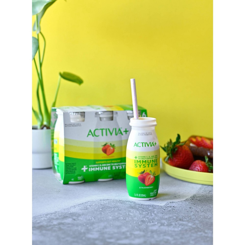 slide 5 of 9, Activia+ Probiotic Low Fat Yogurt Drink, Strawberry Bottles, 3.1 fl oz