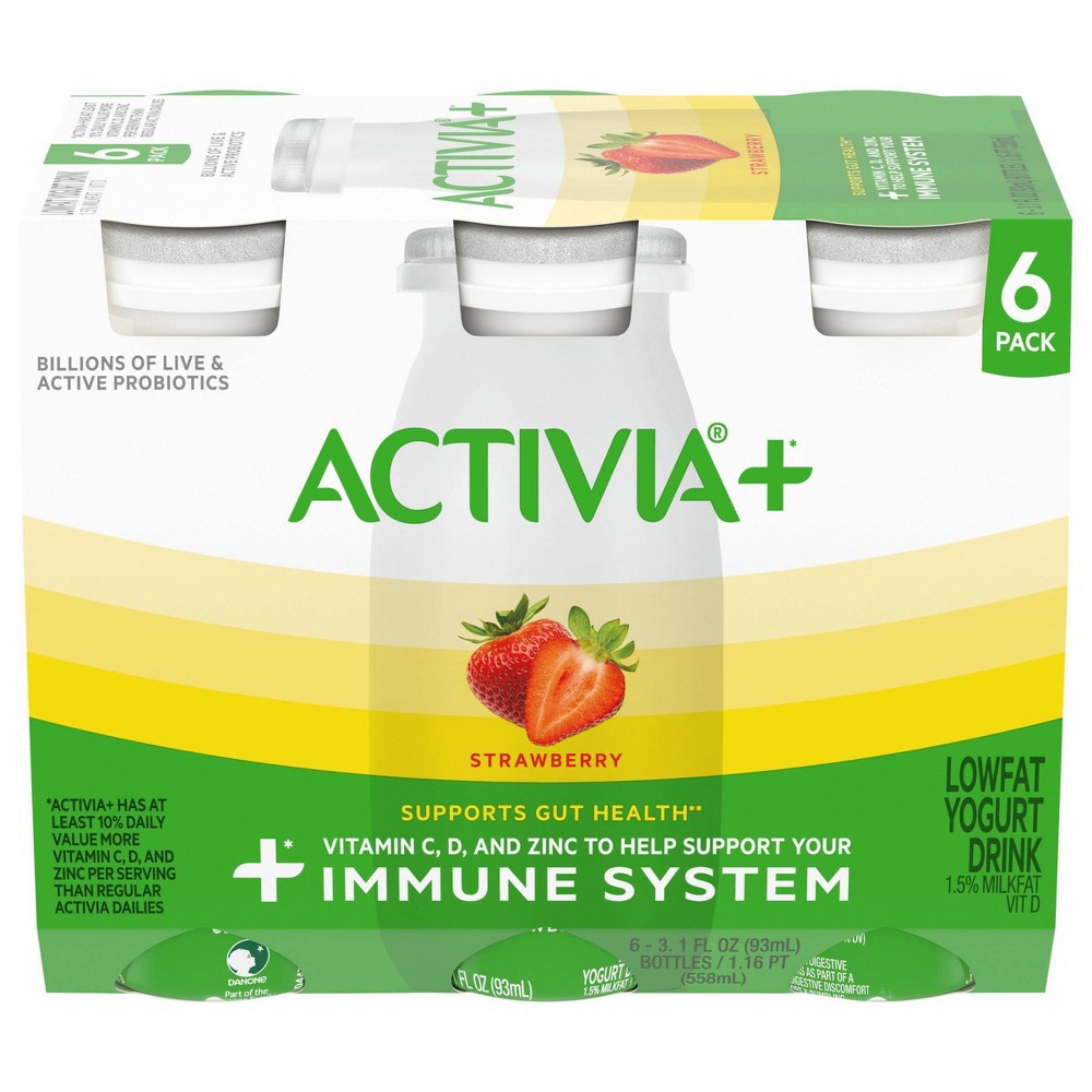 slide 7 of 9, Activia+ Probiotic Low Fat Yogurt Drink, Strawberry Bottles, 3.1 fl oz