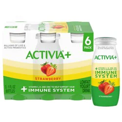 Activia+ Probiotic Strawberry Lowfat Yogurt Drinks - 6ct/3.1 fl oz
