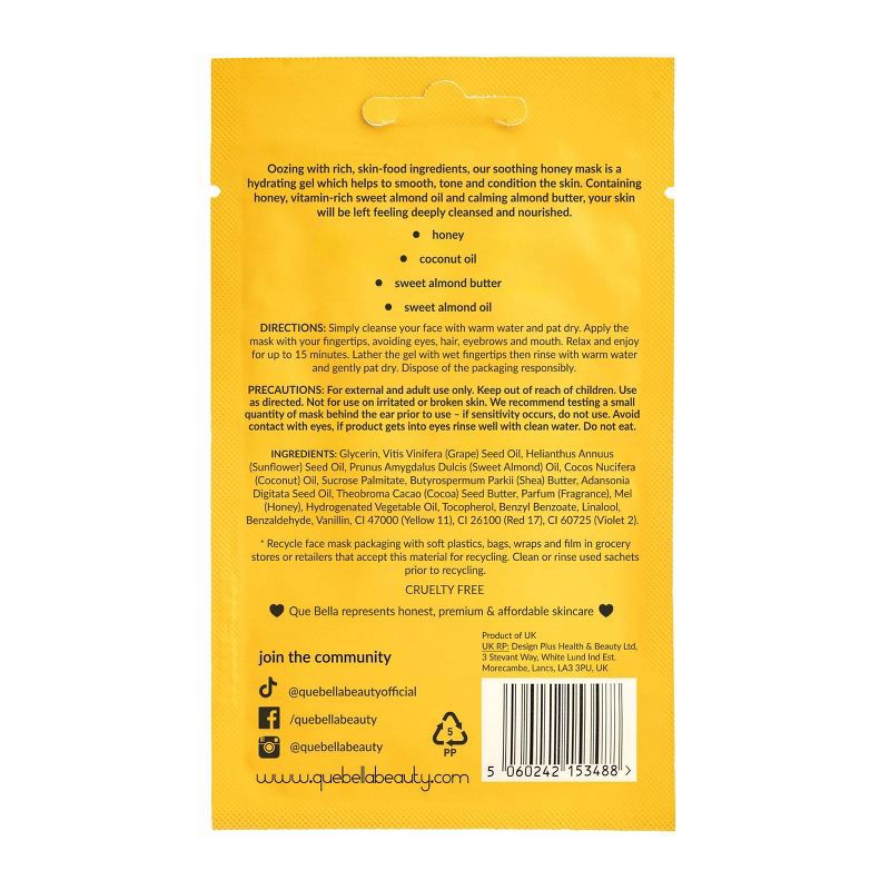 slide 2 of 5, Que Bella Soothing Honey Gel Mask - 0.5oz, 0.5 oz