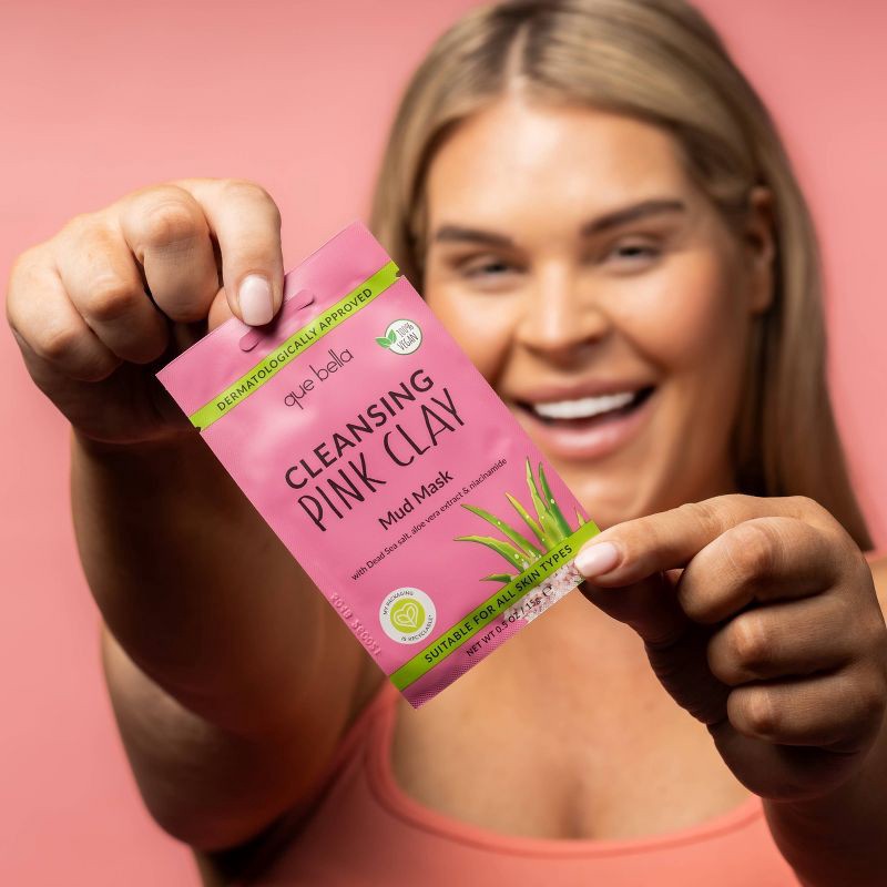 slide 4 of 8, Que Bella Cleansing Pink Clay Mud Mask - 0.5oz, 0.5 oz