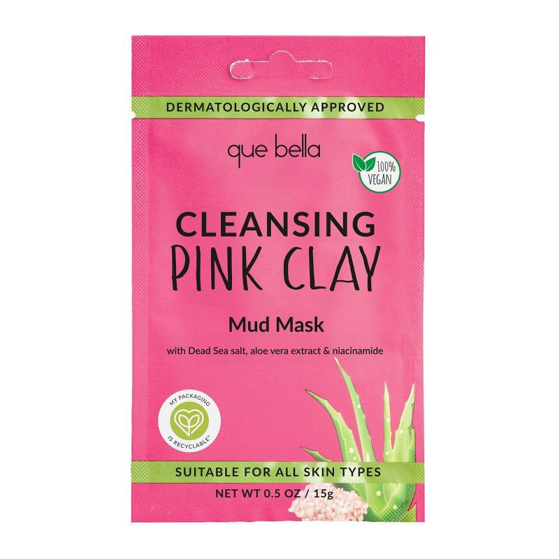 slide 1 of 8, Que Bella Cleansing Pink Clay Mud Mask - 0.5oz, 0.5 oz