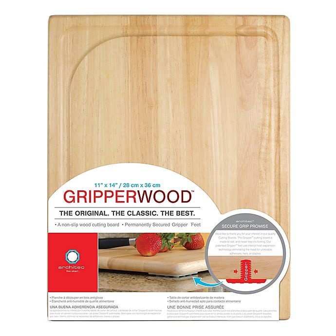 slide 3 of 5, Architec Gripper Wood Cutting Board with Well, 16 in x 20 in