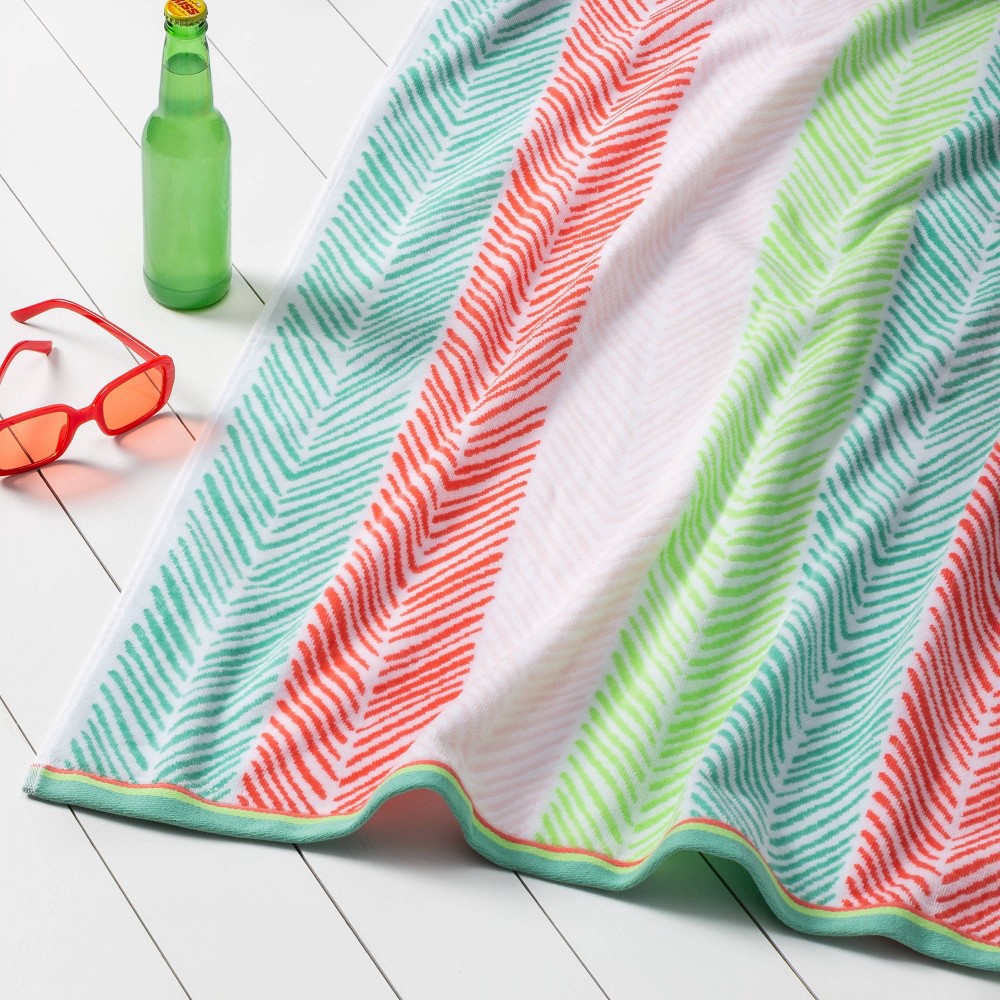 slide 2 of 3, XL Chevron Striped Beach Towel - Sun Squad, 1 ct