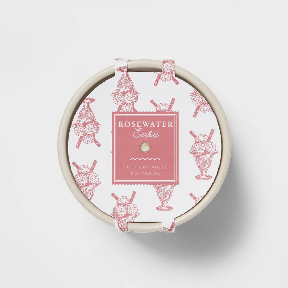 slide 3 of 4, 8oz Ceramic Candle Rosewater Sorbet - Threshold, 8 oz
