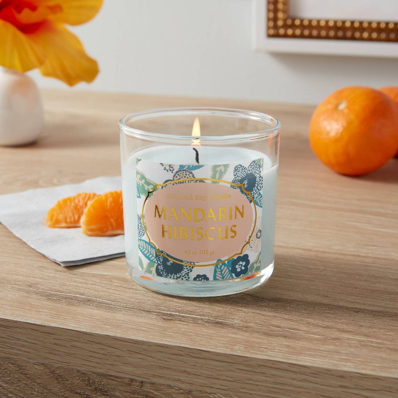 slide 2 of 4, 4.1oz Small Jar Candle Mandarin Hibiscus - Opalhouse™: Soy Wax Blend, Glass Container, 20hr Burn Time, 4.1 oz