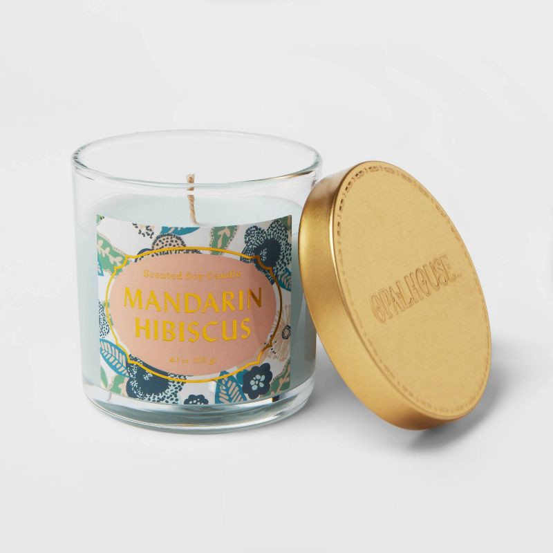 slide 3 of 4, 4.1oz Small Jar Candle Mandarin Hibiscus - Opalhouse™: Soy Wax Blend, Glass Container, 20hr Burn Time, 4.1 oz