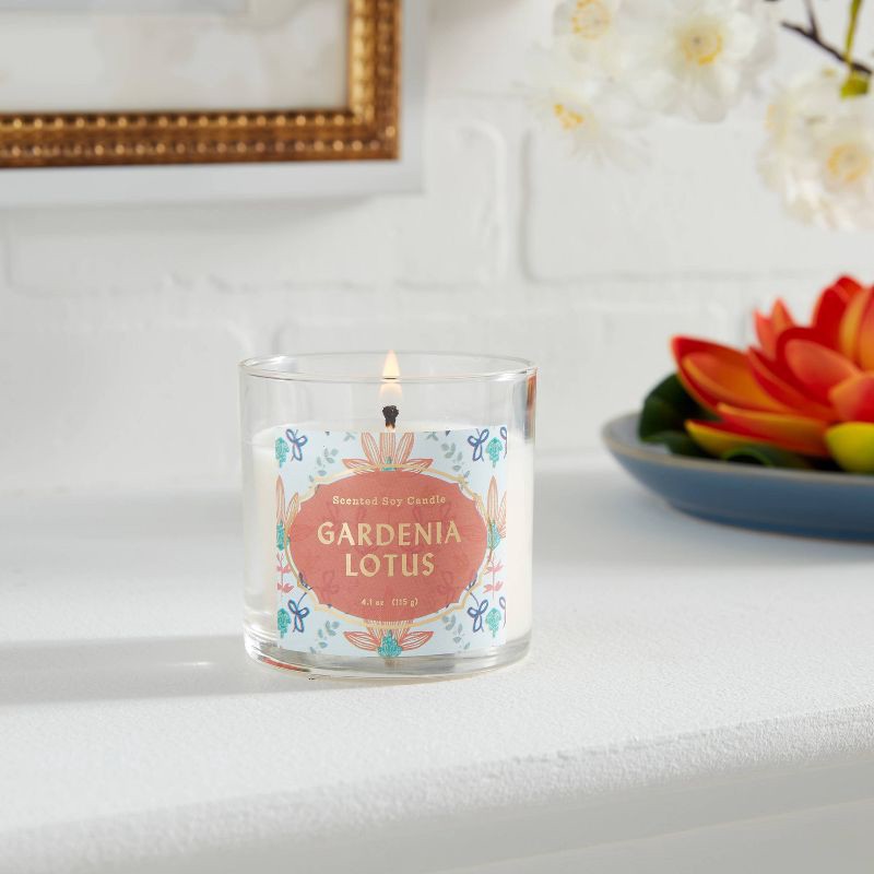 slide 3 of 3, 4.1oz Lidded Glass Jar Candle Gardenia Lotus - Opalhouse™, 4.1 oz