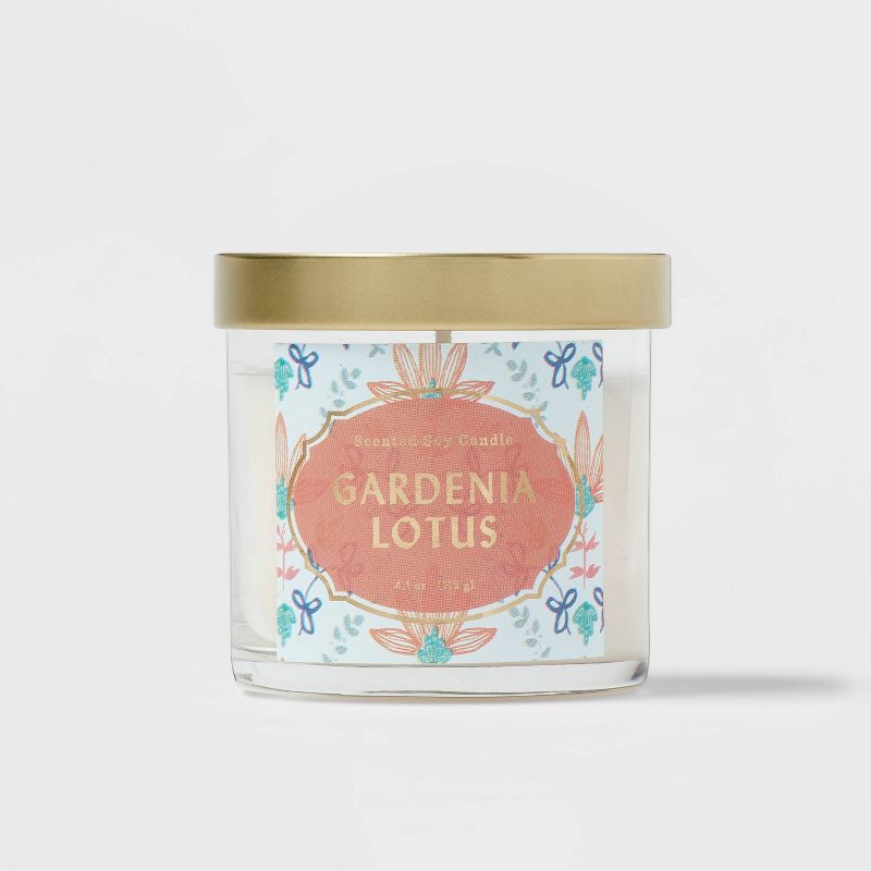 slide 1 of 3, 4.1oz Lidded Glass Jar Candle Gardenia Lotus - Opalhouse™, 4.1 oz